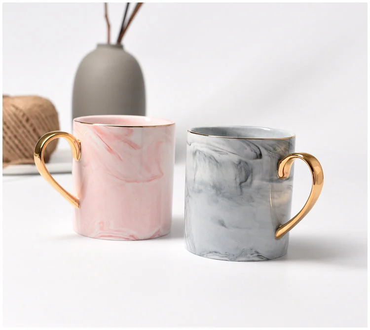 marble mug with gold handle