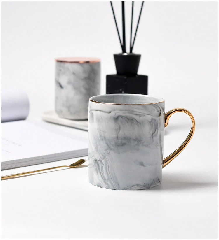 marble mug with gold handle