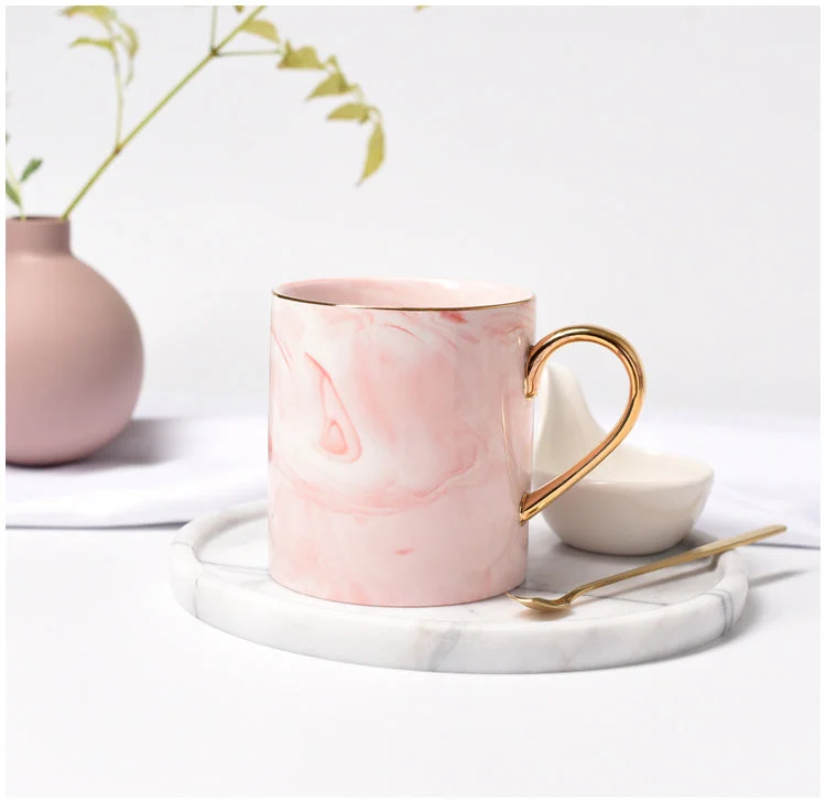 marble mug with gold handle