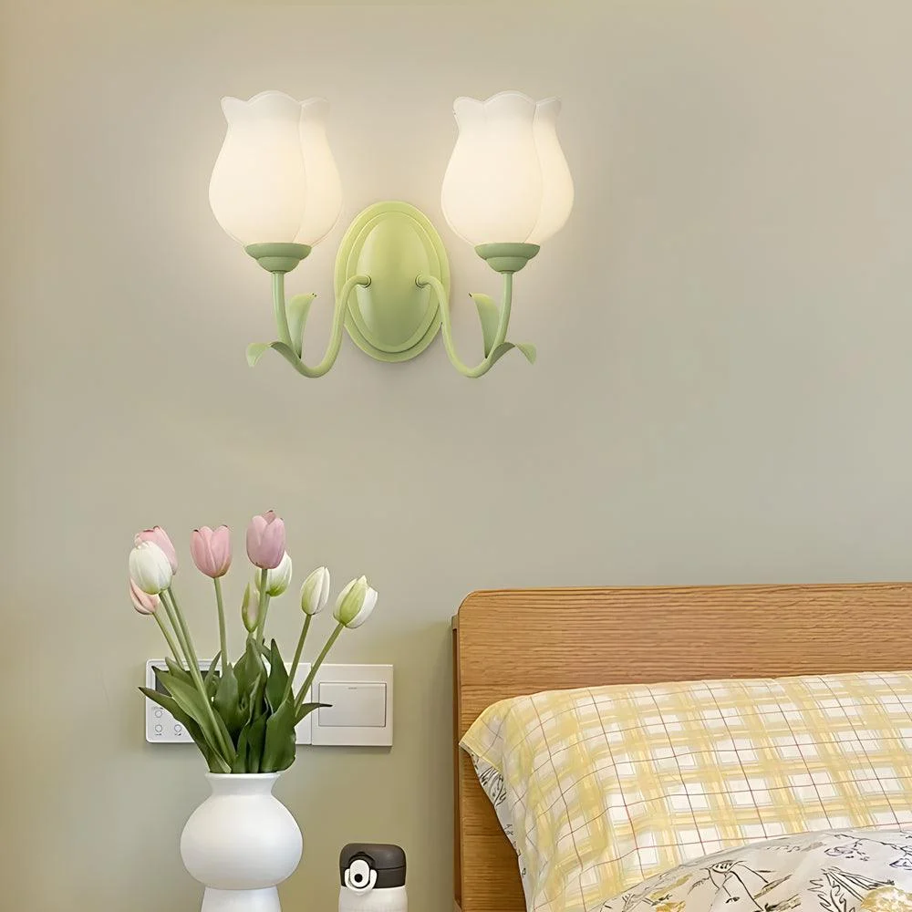1-2_Light_Flower_Glass_Three_Step_Dimmable_Green_Wall_Lamps_-_-_tag1_-4116343 1/2 Light Flower Glass Three Step Dimmable Green Wall Lamps - - #tag1#