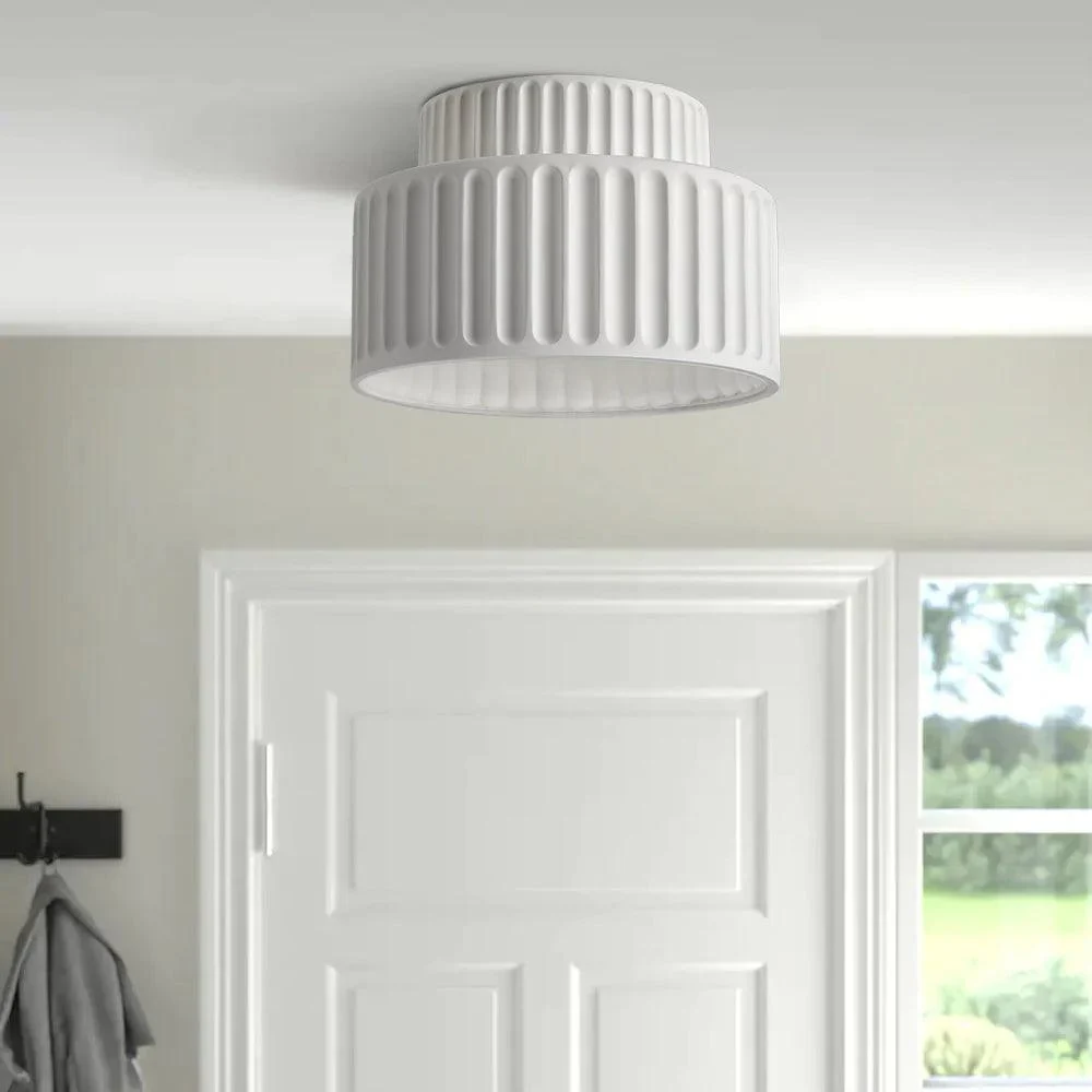 1-LightCreamStyleVintageDrumSemiFlushMountCeilingLamp 1 Lightcreamstylevintagedrumsemiflushmountceilinglamp