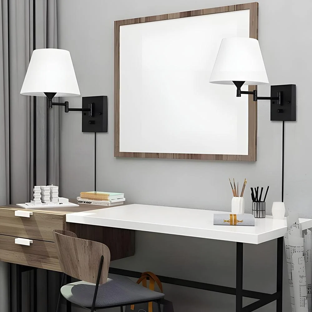 1-Light_Plug-In_Swivel_Arm_Wall_Lamp_with_Linen_Shade_-_-_tag1_-4116155 1-Light Plug-In Swivel Arm Wall Lamp with Linen Shade - - #tag1#