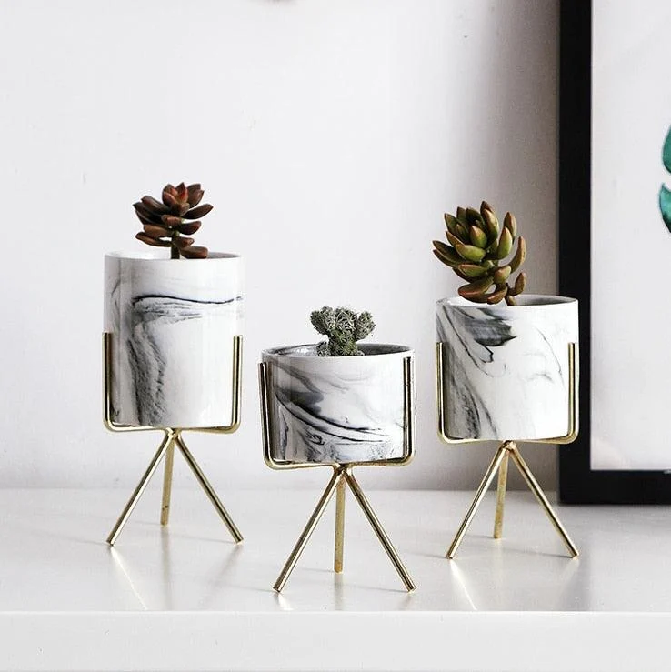 1-PC-Nordic-Minimalism-Style-Marble-Pattern-Golden-Ceramics-Iron-Art-Vase-Tabletop-Flower-Pot-Home 1 Pc Nordic Minimalism Style Marble Pattern Golden Ceramics Iron Art Vase Tabletop Flower Pot Home