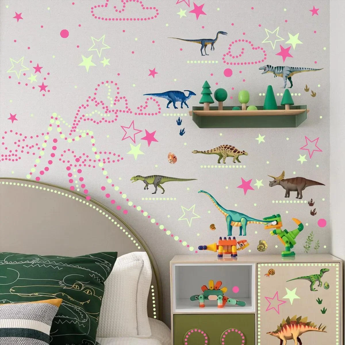 1 Set Afneembare Waterdichte Zelfklevende Dinosaurussen En Sterren Groene Lichtgevende Muurstickers Kinderkamerdecoratie.jpg 3f123999 2ad1 47ca 9eab 9c708f4a5f9d