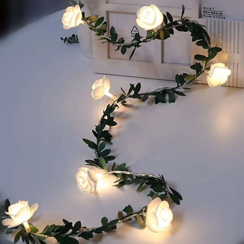 10 20 40leds Rose Flower Led Fairy String Lights Battery Powered Wedding Valentine S Day Event