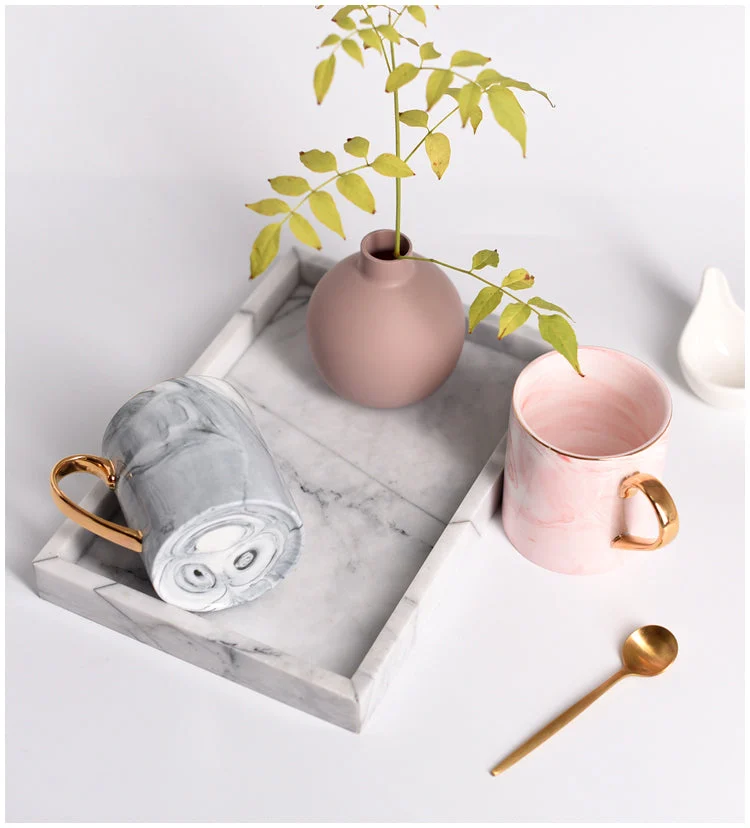 marble mug with gold handle