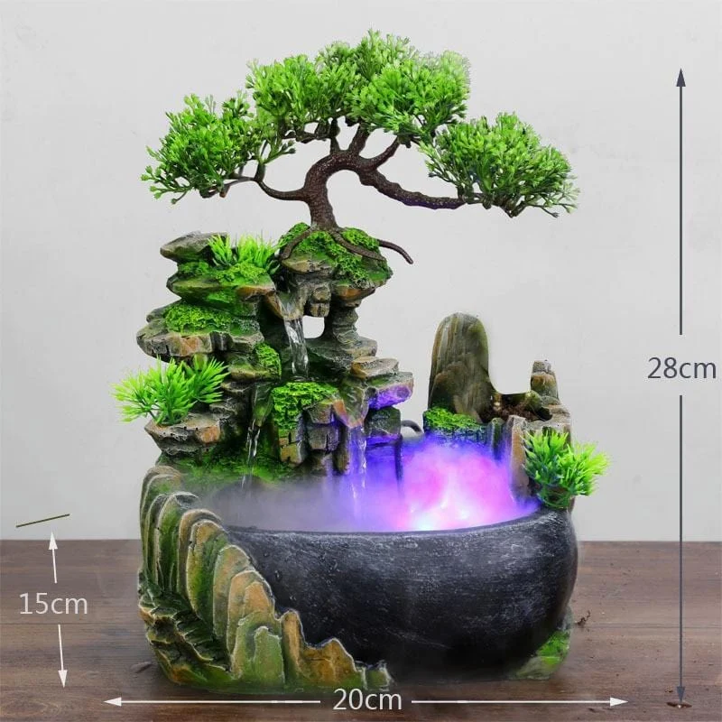110 240v Creative Home Decoration Resin Rockery Waterscape Feng Shui Water Fountain Air Spray Green Plant 970a2232 0deb 4c48 948d 7935ef478a80