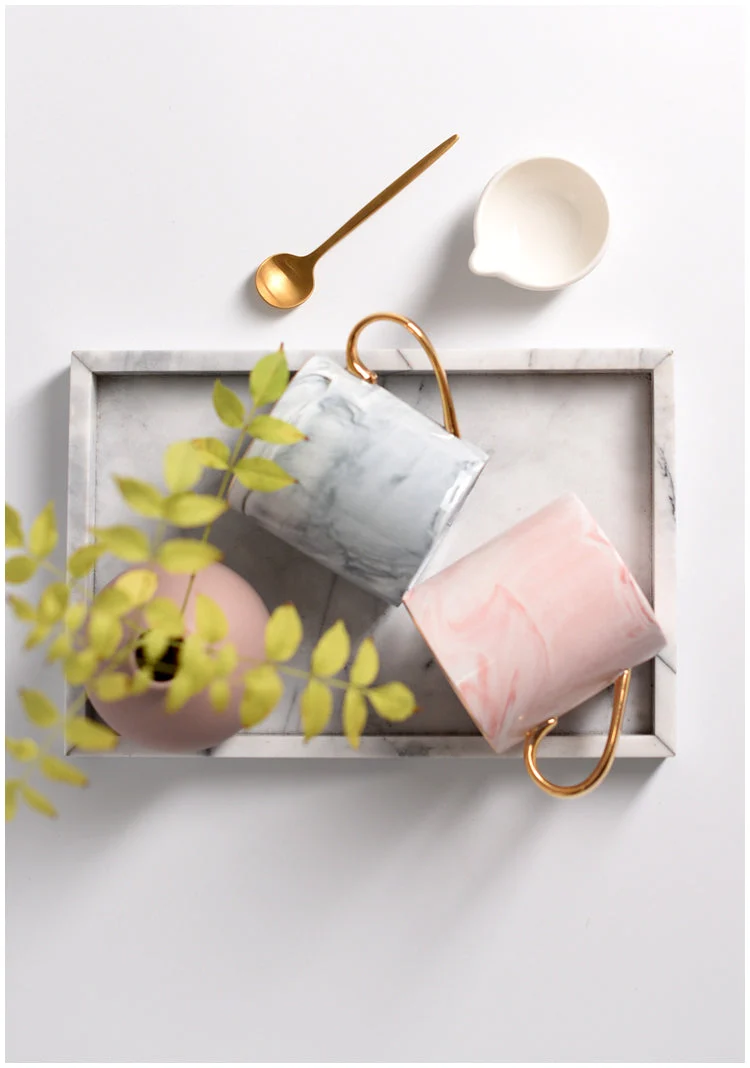 marble mug with gold handle