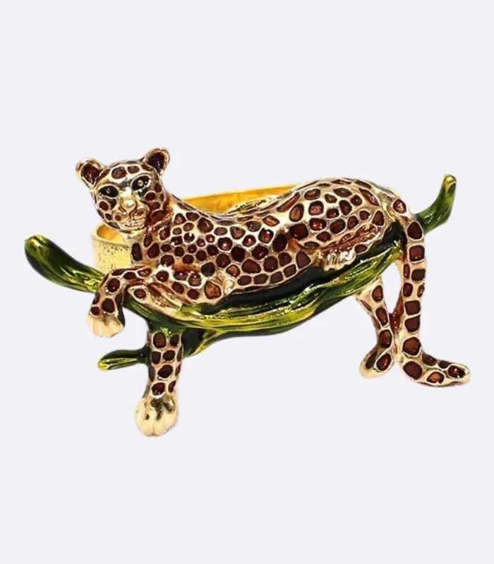 12 Pcs Set Leopard Napkin Rings Alloy 5 cm - - #tag1#