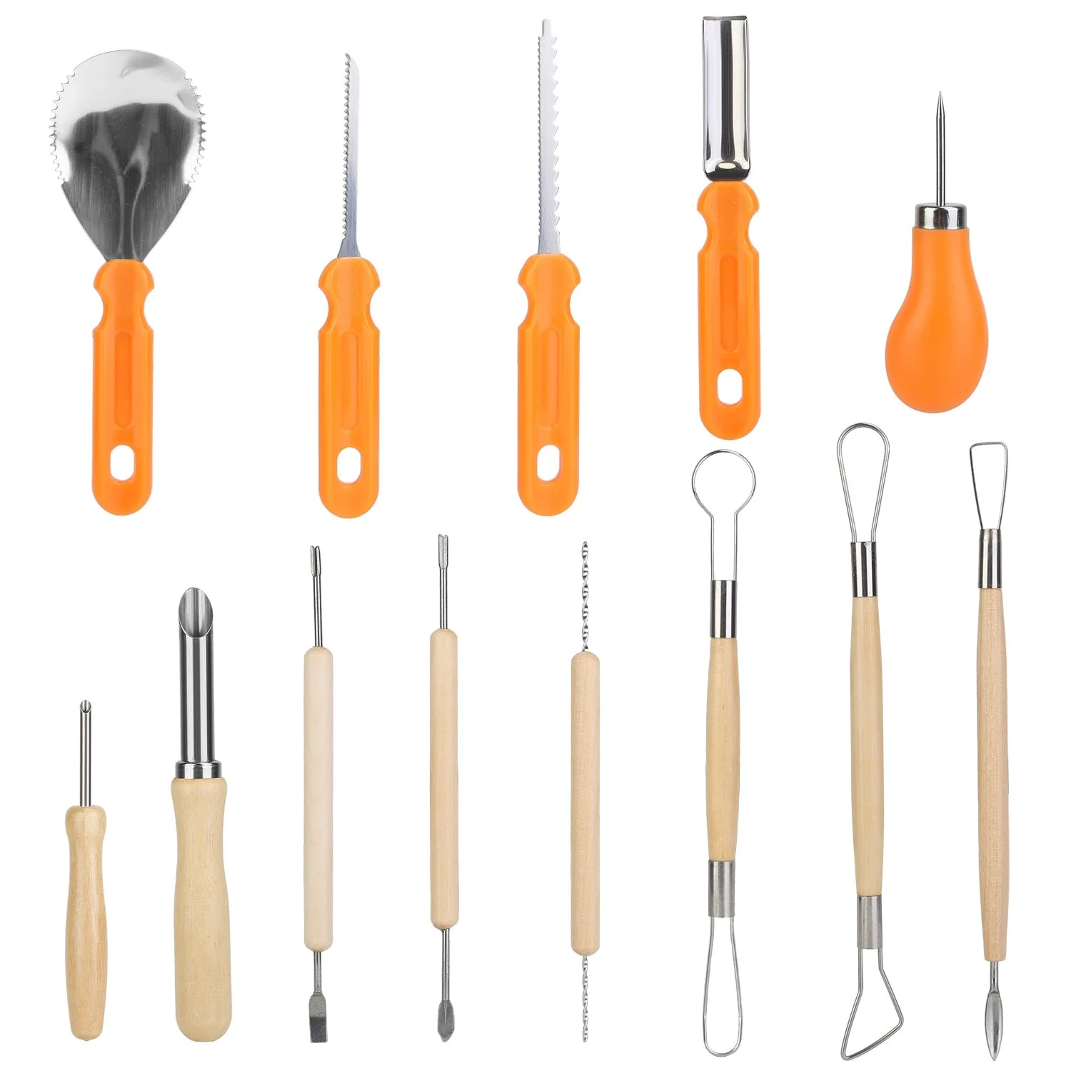 13-Pieces: Halloween Pumpkin Stainless Steel Carving Kit -  - #tag1#