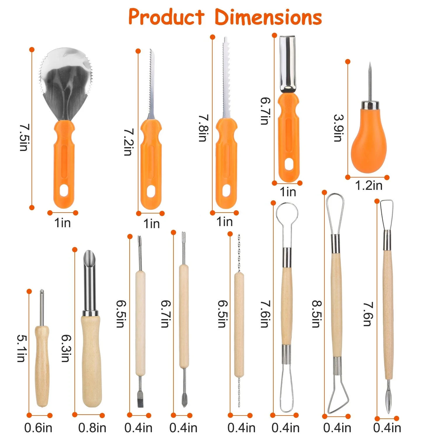 13-Pieces: Halloween Pumpkin Stainless Steel Carving Kit -  - #tag1#