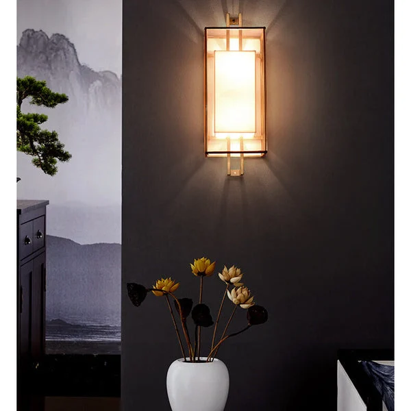 Minimalistische 1-licht wandlamp 'Chinese Elements' van stof