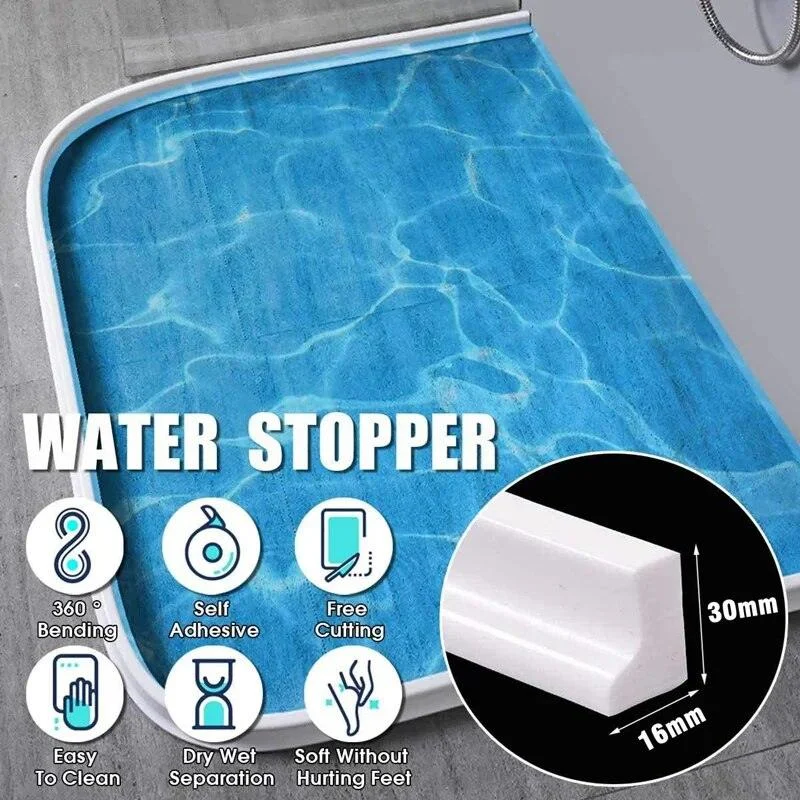1m 3m Silicone Shower Barrier Bathroom Water Stopper Water Barrier Retaining Strip Dry And Wet Separation Jpg