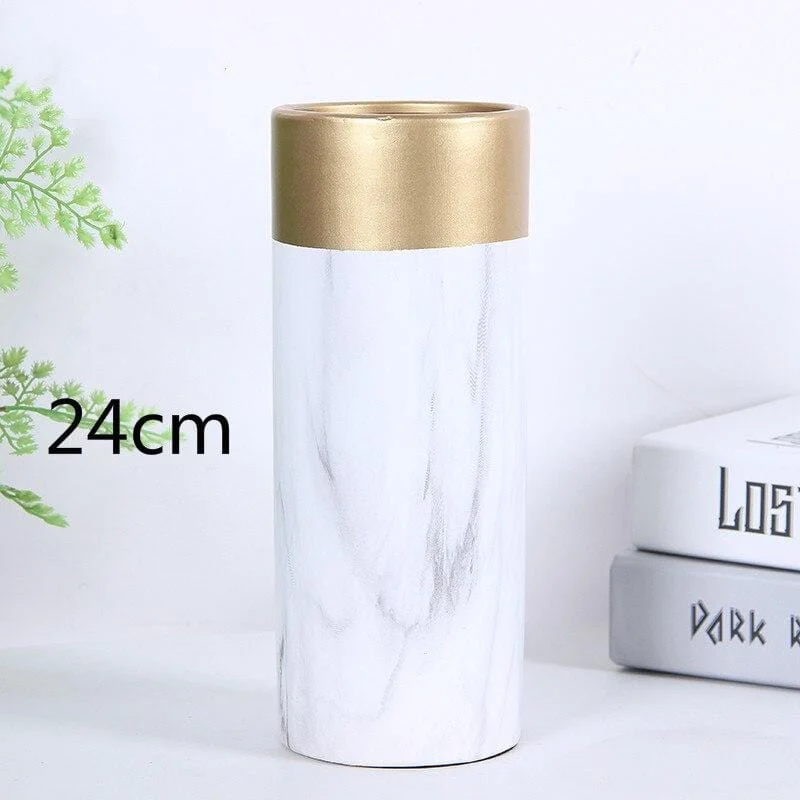 1 Creative Nordic Vase Decoration Living Room Ceramics Golden Rim Marble Modern Home Accessories Flower Vases For 1