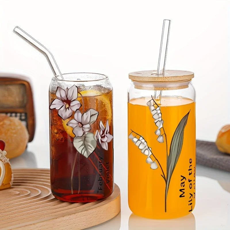 1pc_DIY_Personalized_Birth_Flower_Coffee_Cup_Birth_Flower_Glass_Tumbler_Suitable_As_Gift_-_-_tag1_-4117879 1pc, DIY Personalized Birth Flower Coffee Cup, Birth Flower Glass Tumbler Suitable As Gift - - #tag1#