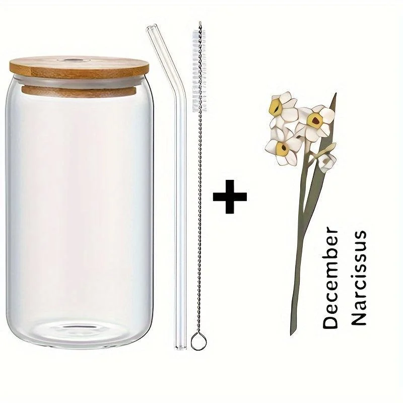 1pc_DIY_Personalized_Birth_Flower_Coffee_Cup_Birth_Flower_Glass_Tumbler_Suitable_As_Gift_-_-_tag1_-4117902 1pc, DIY Personalized Birth Flower Coffee Cup, Birth Flower Glass Tumbler Suitable As Gift - - #tag1#