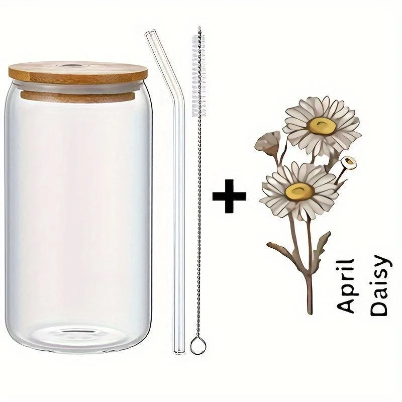 1pc_DIY_Personalized_Birth_Flower_Coffee_Cup_Birth_Flower_Glass_Tumbler_Suitable_As_Gift_-_-_tag1_-4117914 1pc, DIY Personalized Birth Flower Coffee Cup, Birth Flower Glass Tumbler Suitable As Gift - - #tag1#