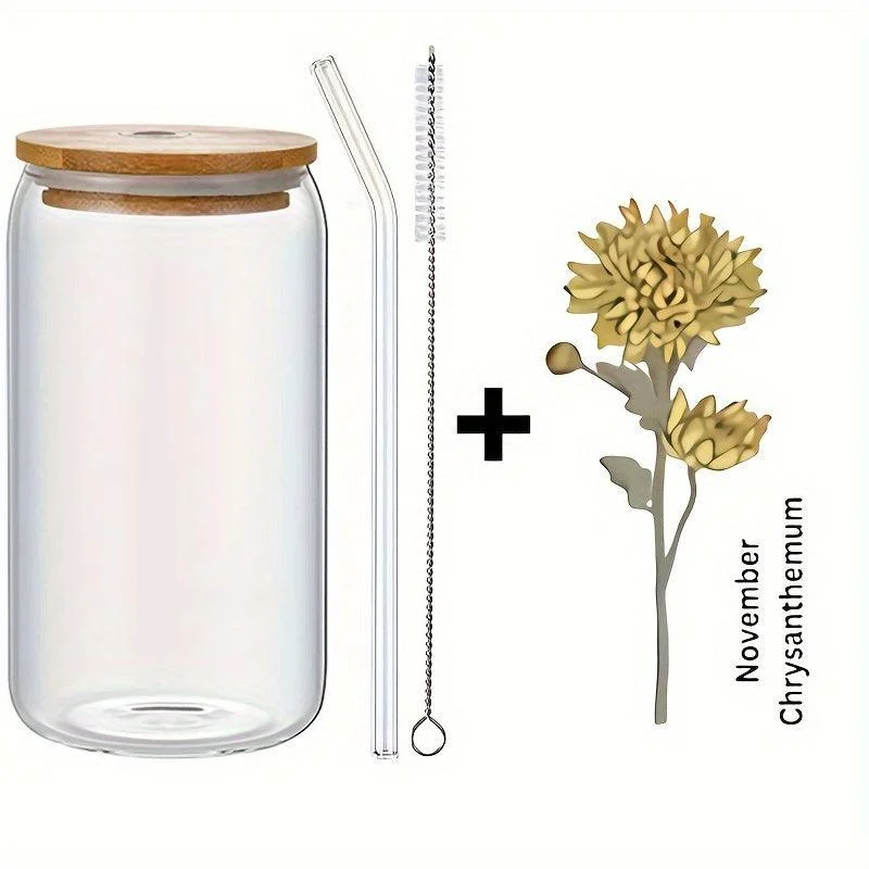 1pc_DIY_Personalized_Birth_Flower_Coffee_Cup_Birth_Flower_Glass_Tumbler_Suitable_As_Gift_-_-_tag1_-4117935 1pc, DIY Personalized Birth Flower Coffee Cup, Birth Flower Glass Tumbler Suitable As Gift - - #tag1#