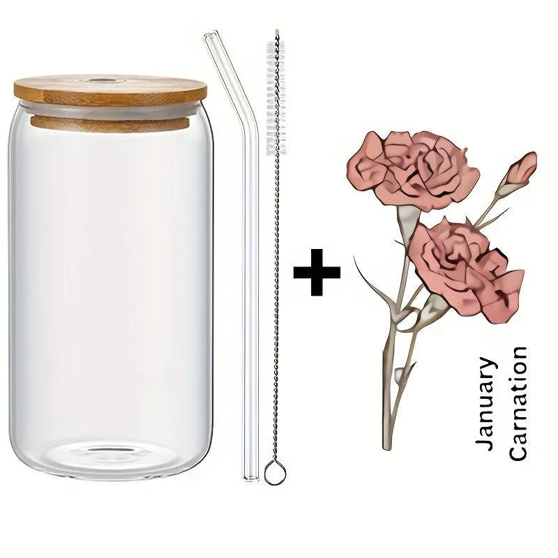 1pc_DIY_Personalized_Birth_Flower_Coffee_Cup_Birth_Flower_Glass_Tumbler_Suitable_As_Gift_-_-_tag1_-4117942 1pc, DIY Personalized Birth Flower Coffee Cup, Birth Flower Glass Tumbler Suitable As Gift - - #tag1#