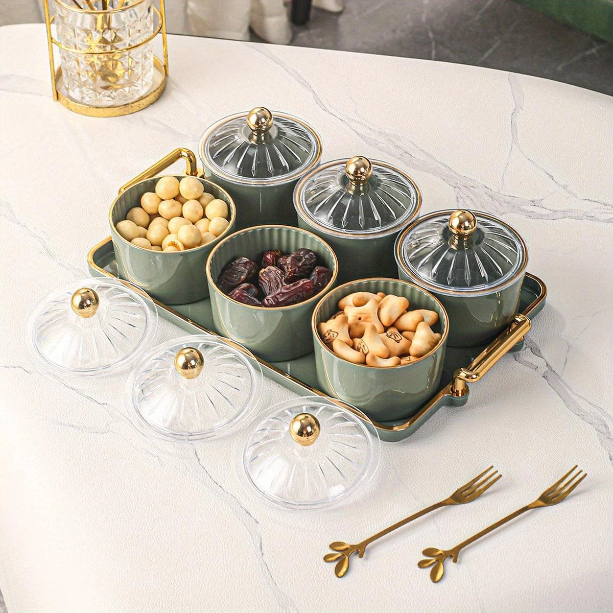1pc_Nordic_Dried_Fruit_Snack_Plate_-_Clear_Round_Fruit_Plate_with_Divided_Grid_and_Lid_Box_-_Iron_Craft_Tray_with_Six_Cans_-_-_tag1_-4117987 1pc, Nordic Dried Fruit Snack Plate - Clear Round Fruit Plate with Divided Grid and Lid Box - Iron Craft Tray with Six Cans - - #tag1#