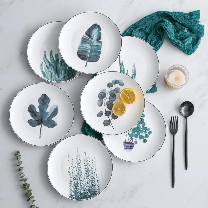 1pcs-8-inch-green-plants-porcelain-Dinner-Plate-tableware-dinner-set-green-plants-ceramic-dessert-plate 1pcs 8 Inch Green Plants Porcelain Dinner Plate Tableware Dinner Set Green Plants Ceramic Dessert Plate