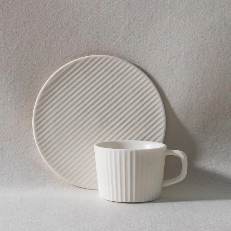2/4/6 Piece White Gray Stoneware Coffee Mug Set - - #tag1#