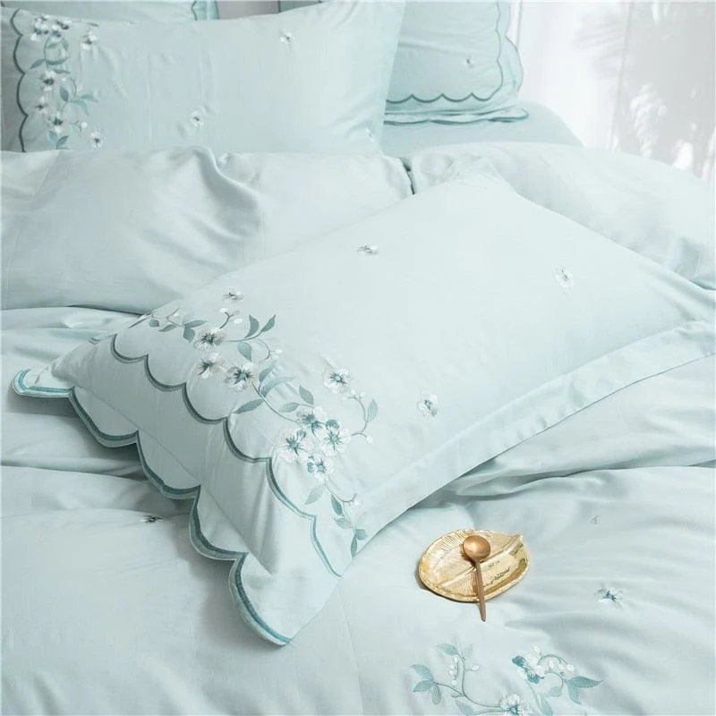 2019 Princess Style Soft Bedding Set Green Embroidery Duvets And Bedding Sets Queen King Size Bed Eaae4843 0a9f 4b05 9e72 8b32a33d155e