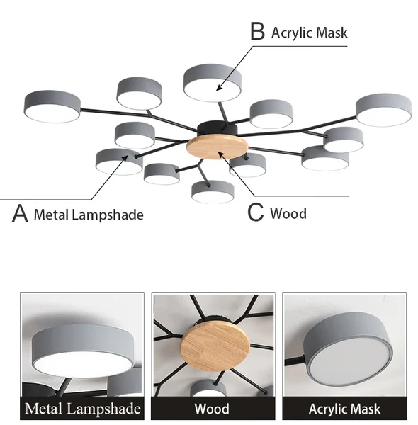 Nordic Contemporary Chandelier LED Ceiling Light Fixture