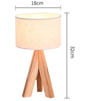 Stylish Wood & Fabric Tripod Lampshade Table Lamp Light