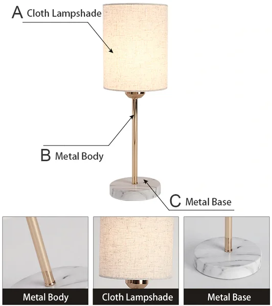 Sturdy Cloth Lampshade Side Table Lamp