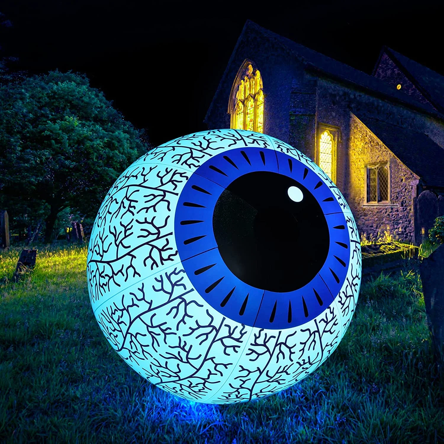 24-Inch Halloween Inflatable Ghost Eyeball Decor - - #tag1#