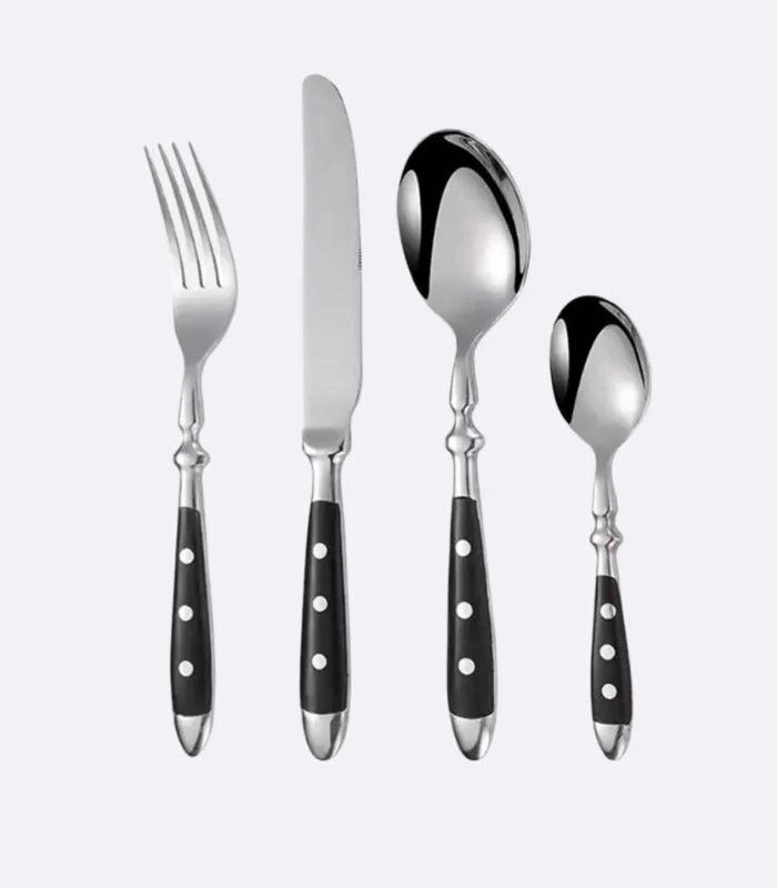 24_Pcs_Cutlery_Set_Winchester_Crest_Resin_and_18-10_Stainless_Steel_Set_for_6_Black_-_-_tag1_-4117459 24 Pcs Cutlery Set Winchester Crest Resin and 18/10 Stainless Steel Set for 6 Black - - #tag1#
