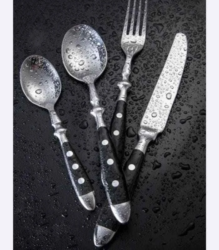 24_Pcs_Cutlery_Set_Winchester_Crest_Resin_and_18-10_Stainless_Steel_Set_for_6_Black_-_-_tag1_-4117468 24 Pcs Cutlery Set Winchester Crest Resin and 18/10 Stainless Steel Set for 6 Black - - #tag1#