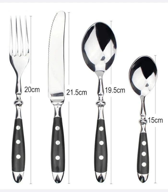 24_Pcs_Cutlery_Set_Winchester_Crest_Resin_and_18-10_Stainless_Steel_Set_for_6_Black_-_-_tag1_-4117475 24 Pcs Cutlery Set Winchester Crest Resin and 18/10 Stainless Steel Set for 6 Black - - #tag1#