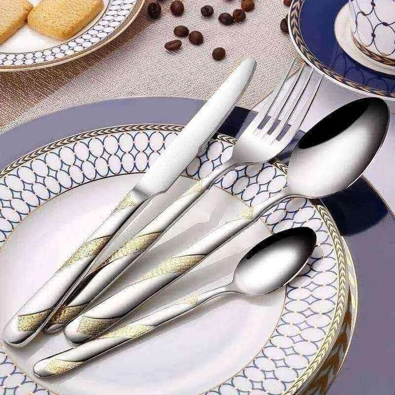 24_Pcs_Set_Flatware_Stainless_Steel_Silver_Gold_Cutlery_Set_-_-_tag1_-4117584 24 Pcs Set Flatware Stainless Steel Silver & Gold Cutlery Set - - #tag1#