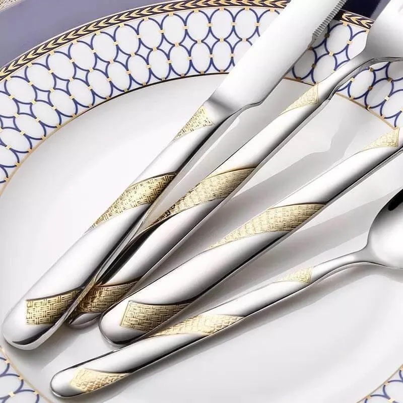 24_Pcs_Set_Flatware_Stainless_Steel_Silver_Gold_Cutlery_Set_-_-_tag1_-4117593 24 Pcs Set Flatware Stainless Steel Silver & Gold Cutlery Set - - #tag1#