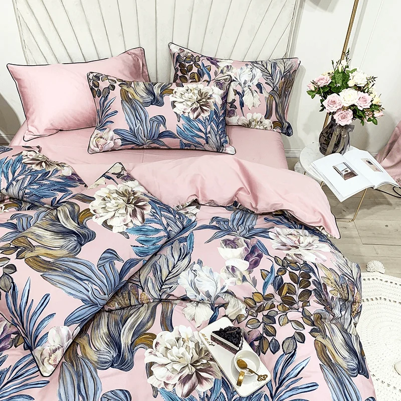 29 Descript Pure Egyptian Cotton Bedding Set Tropical Leaves Flowers Duvet Cover Set Silky Soft Queen King Bed Sheet Quilt Cover Pillowcases