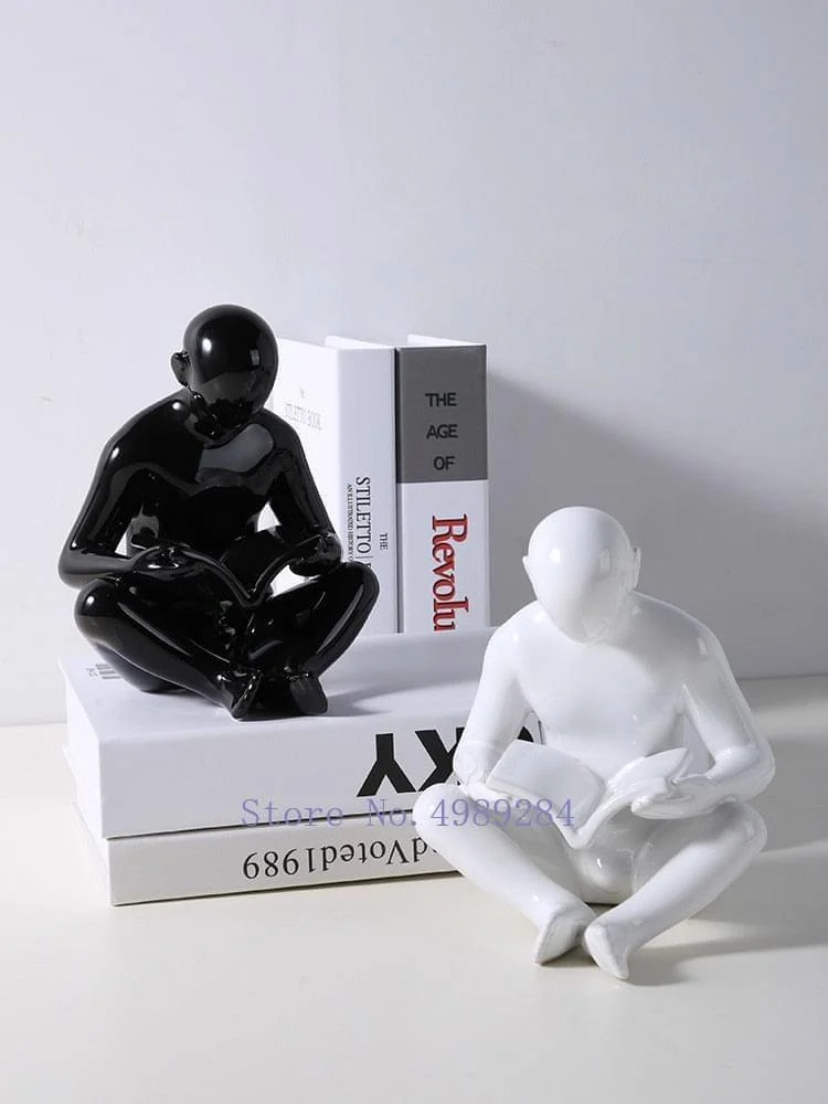 2 Pcs Set Creative Reader Bookends Ceramic 17.5 cm -  - #tag1#