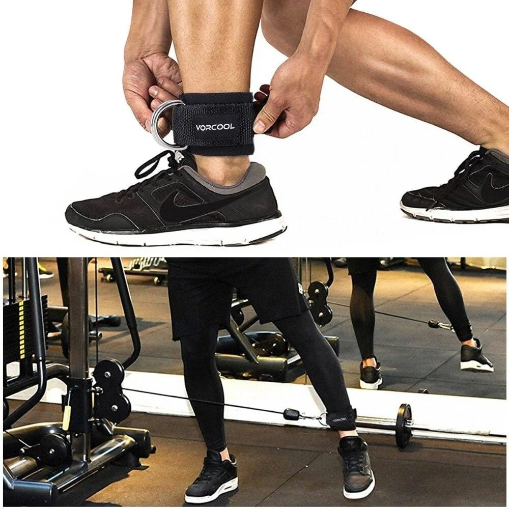 2pcs Sport Ankle Straps Padded D Ring Ankle Cuffs For Gym Workouts Cable Machines Leg Exercises