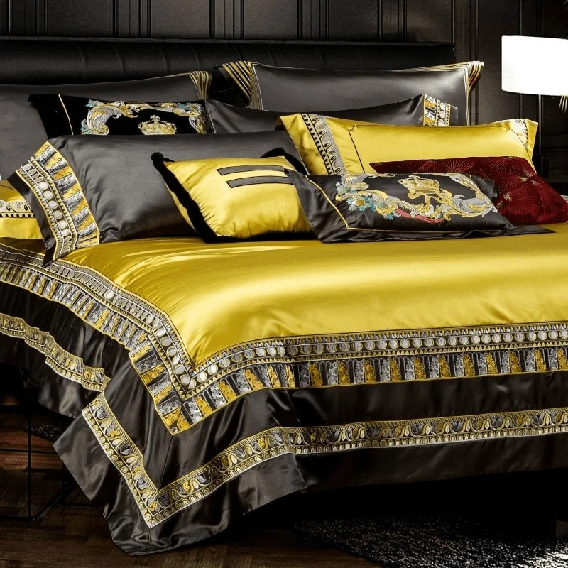 30-descript-chic-home-4610pcs-place-faux-silk-luxury-large-jacquard-with-embroidery-golden-bedding-set-duvet-cover-bedspread-bed-sheet-set 30 Descript Chic Home 4610pcs Place Faux Silk Luxury Large Jacquard With Embroidery Golden Bedding Set Duvet Cover Bedspread Bed Sheet Set