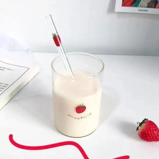 Strawberry Cute Glass Cup - ISTANBULLU LTD
