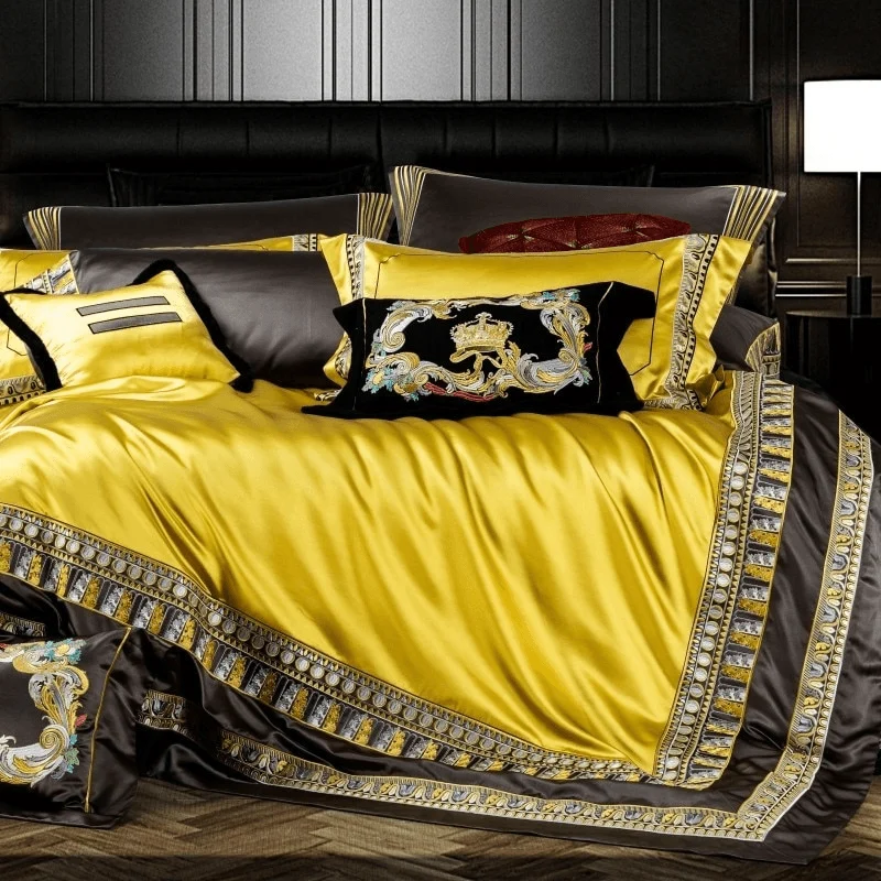 36-descript-chic-home-4610pcs-place-faux-silk-luxury-large-jacquard-with-embroidery-golden-bedding-set-duvet-cover-bedspread-bed-sheet-set 36 Descript Chic Home 4610pcs Place Faux Silk Luxury Large Jacquard With Embroidery Golden Bedding Set Duvet Cover Bedspread Bed Sheet Set