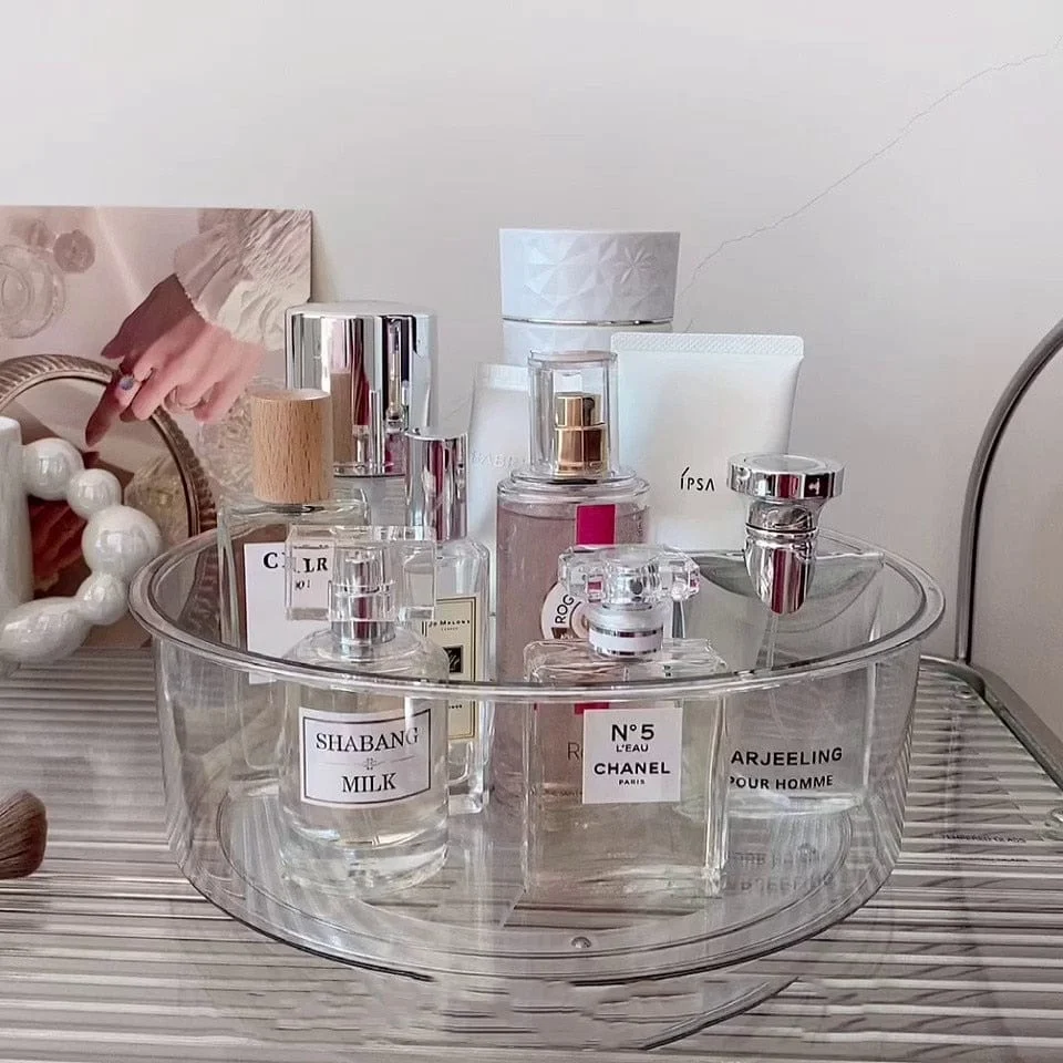 360 Degree Rotating Cosmetic Storage Box Acrylic Transparent Ins Desktop Finishing Perfume Tray Skin Care Product Dfd1197e D099 4c91 9c7f 1d649e838289