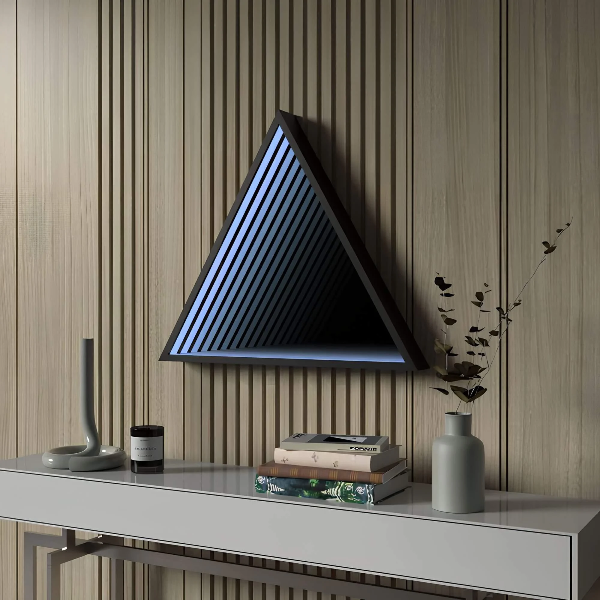 3D-Triangle-Infinity-Spiegel-Licht-Wandleuchte-LED-RGB-Musiksteuerung-xlumina22 3d Triangle Infinity Spiegel Licht Wandleuchte Led Rgb Musiksteuerung Xlumina22
