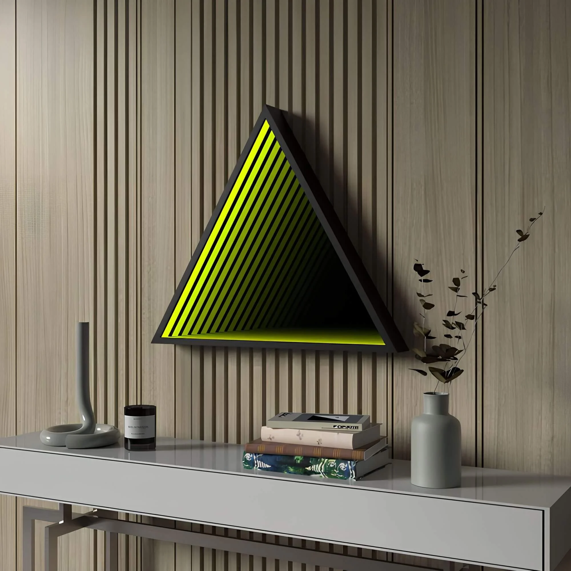 3D-Triangle-Infinity-Spiegel-Licht-Wandleuchte-LED-RGB-Musiksteuerung-xlumina27 3d Triangle Infinity Spiegel Licht Wandleuchte Led Rgb Musiksteuerung Xlumina27