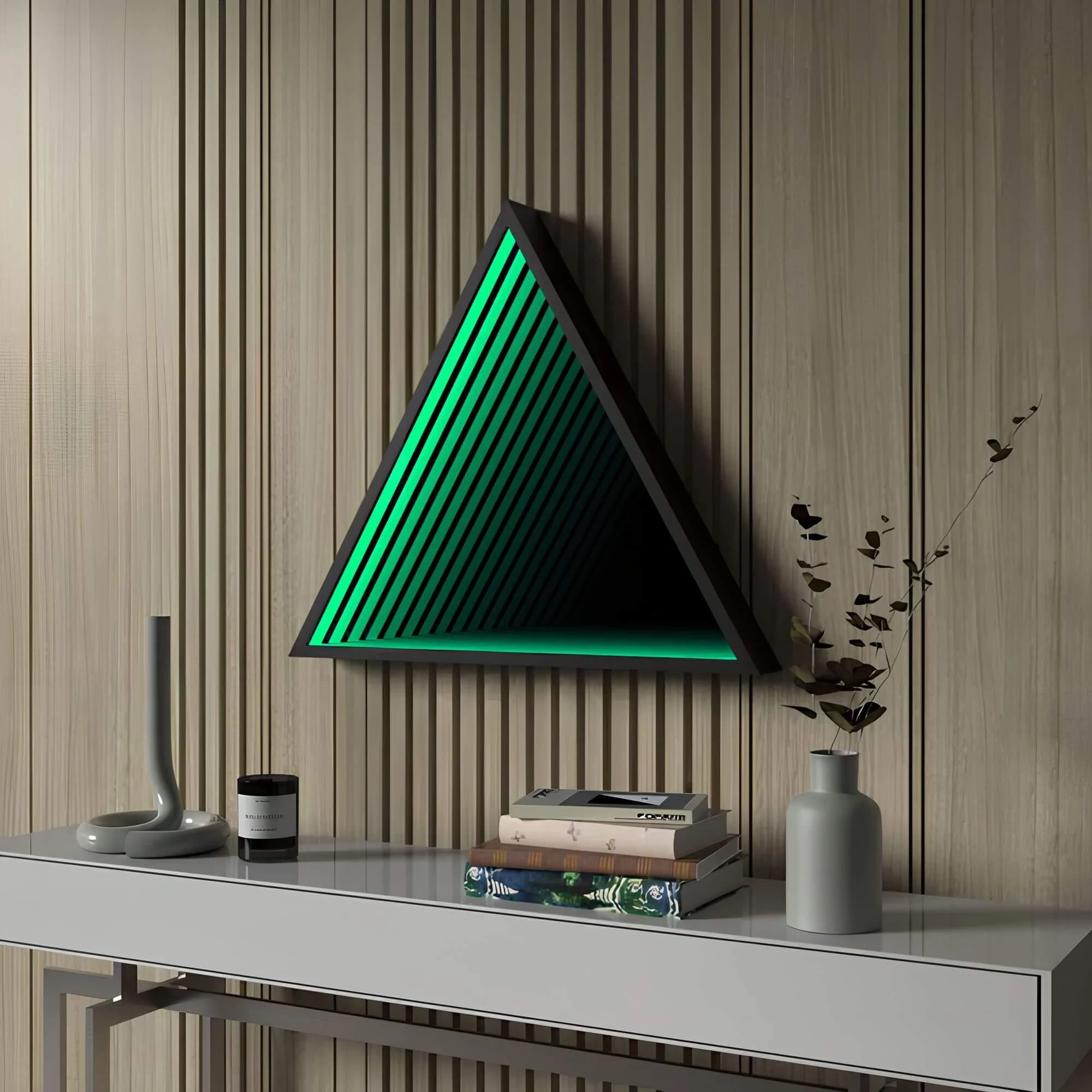 3D-Triangle-Infinity-Spiegel-Licht-Wandleuchte-LED-RGB-Musiksteuerung-xlumina28 3d Triangle Infinity Spiegel Licht Wandleuchte Led Rgb Musiksteuerung Xlumina28