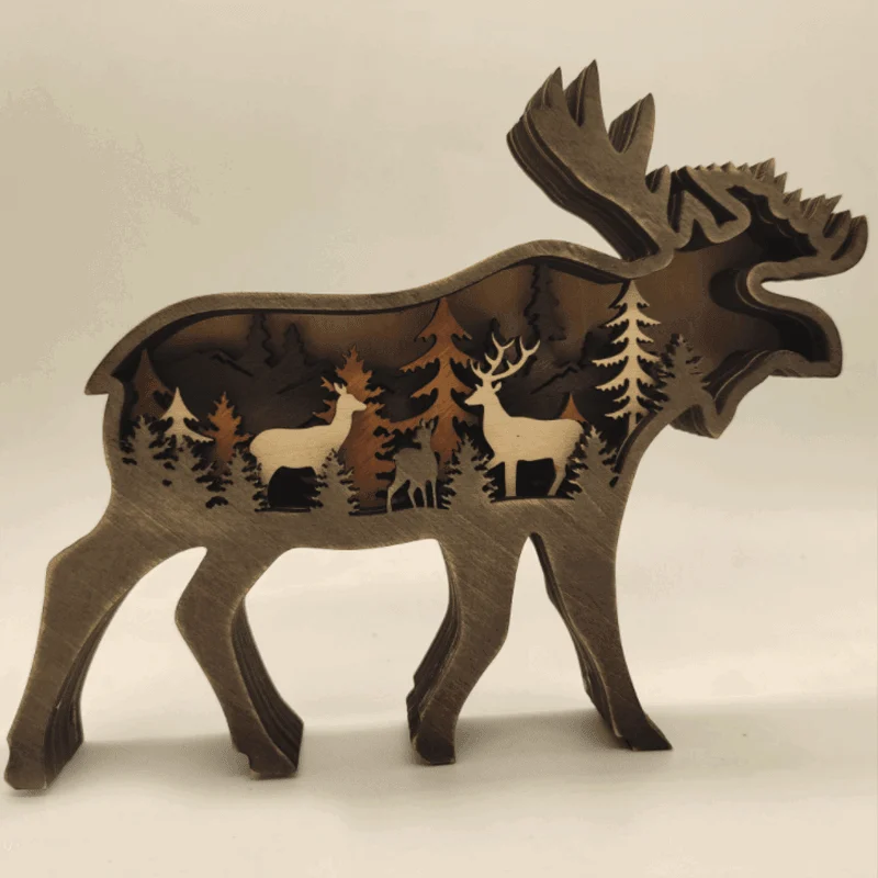 3D Creative Wooden Animal Carving Handcraft Gift - - #tag1#