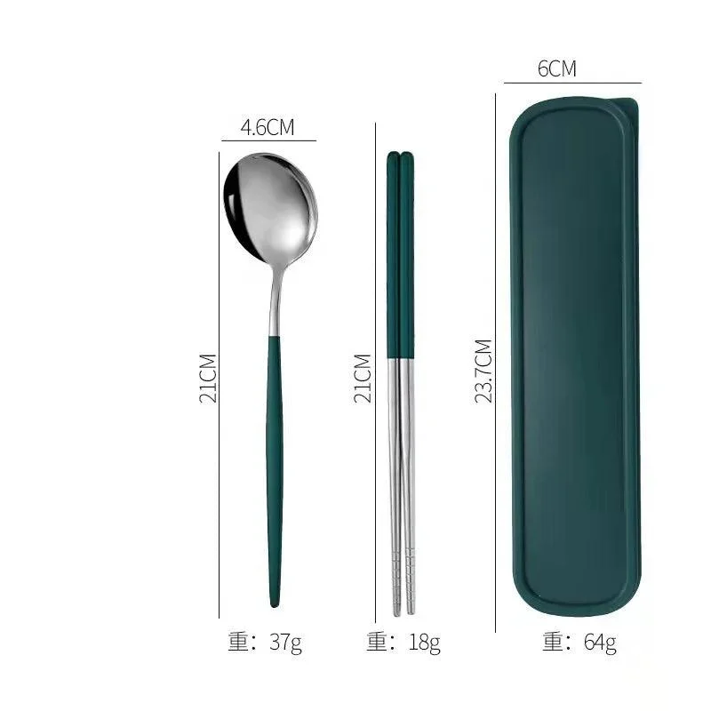 3PCS_Cutlery_Set_with_Box_Stainless_Steel_Spoon_Fork_Chopsticks_-_-4117449 3PCS Cutlery Set with Box: Stainless Steel Spoon, Fork, Chopsticks -