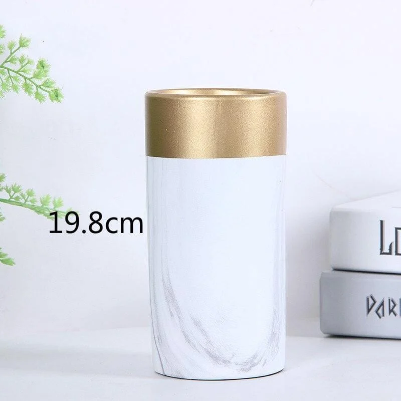 3 Creative Nordic Vase Decoration Living Room Ceramics Golden Rim Marble Modern Home Accessories Flower Vases For 1