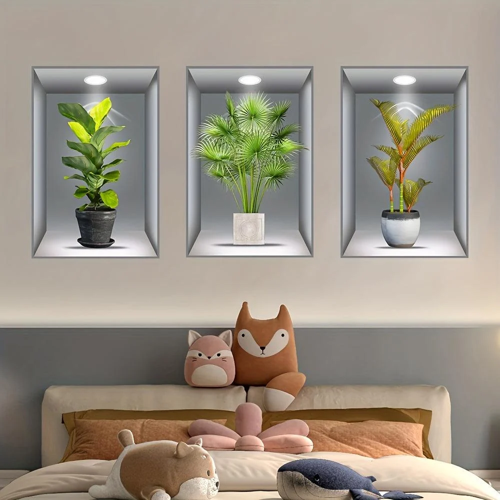 3pcs_3D_Wall_Sticker_Realistic_Green_Plants_Pattern_Self-Adhesive_Wall_Stickers_-_-_tag1_-4122332 3pcs 3D Wall Sticker, Realistic Green Plants Pattern Self-Adhesive Wall Stickers - - #tag1#